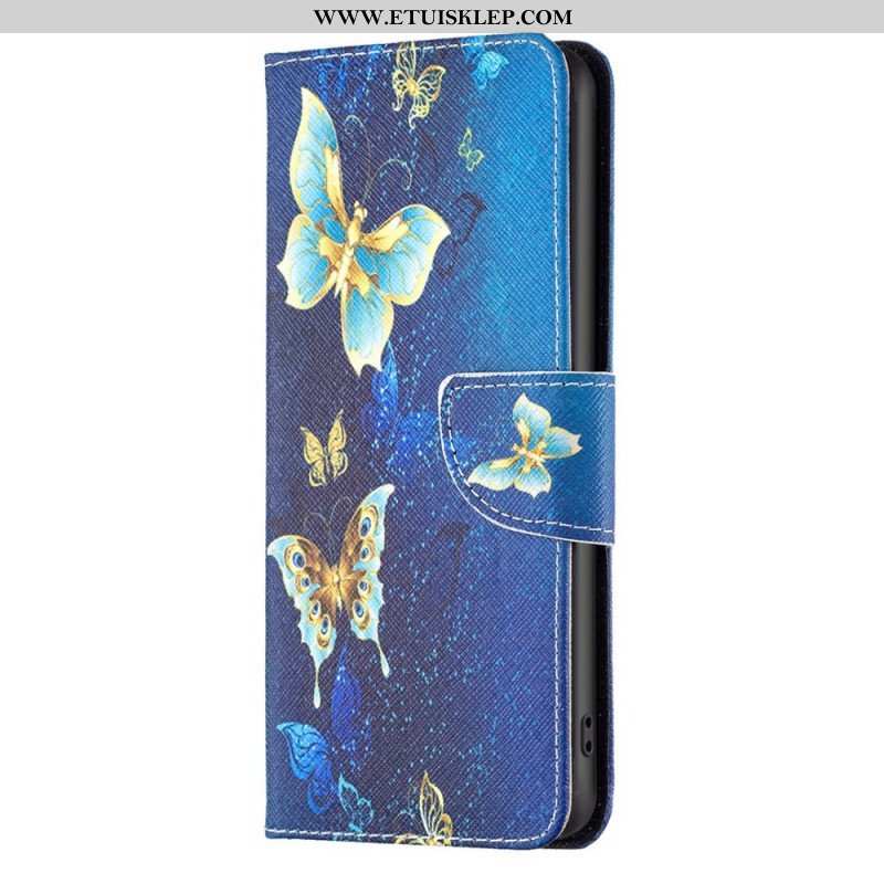 Etui Folio do Samsung Galaxy M53 5G Złote Motyle